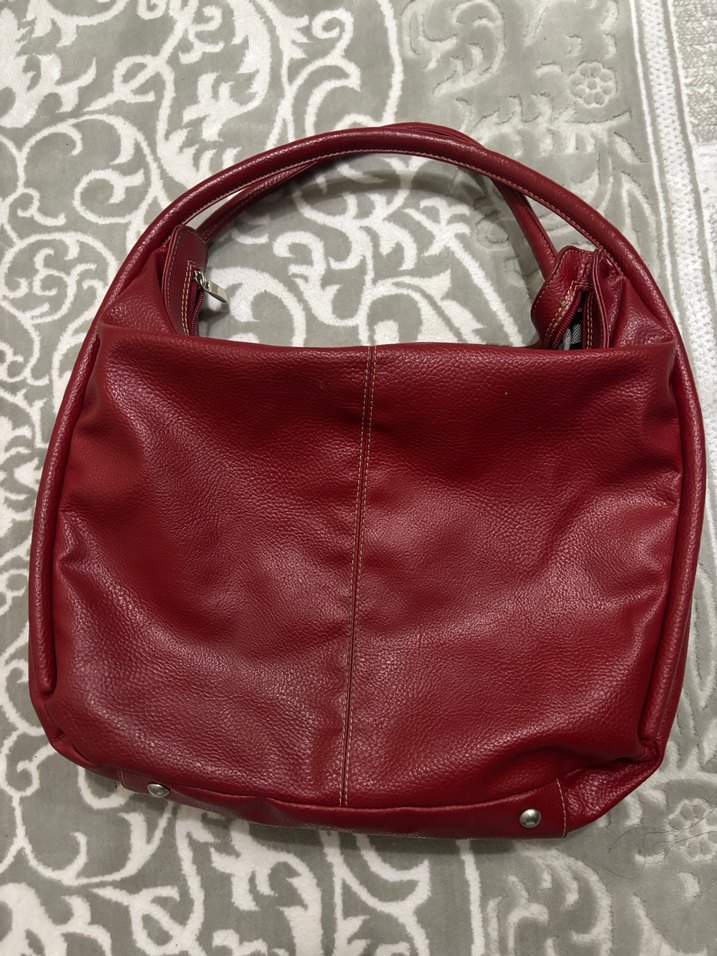 Klasik Kırmızı Deri Kadın Çanta - Görsel 2