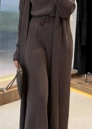 Gri Kadın Uzun Triko Tulum - Görsel 3