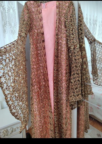 Pembe Nakışlı Uzun Bohem Kadın Hint Elbisesi - Görsel 3