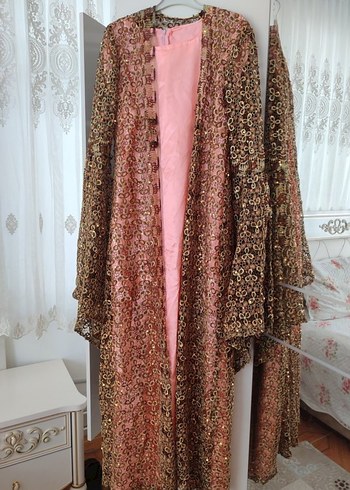 Pembe Nakışlı Uzun Bohem Kadın Hint Elbisesi - Görsel 2