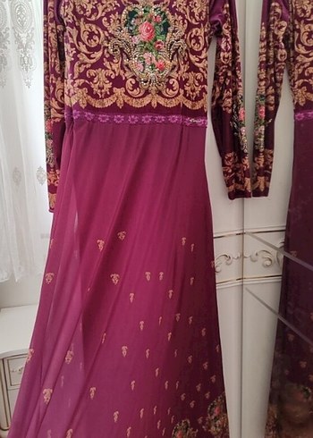 Bordo Uzun Kollu Bohem Kadın Hint Elbisesi - Görsel 2