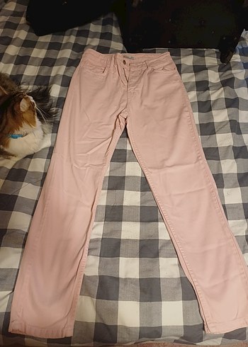 Zara Acik Pembe Duz Kesim Kadin Pantolon
