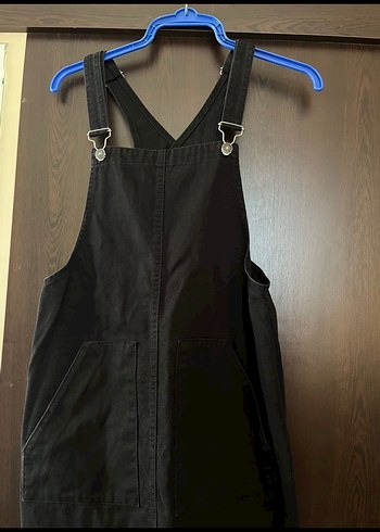 Siyah Askılı Midi Kot Tulum - Görsel 2