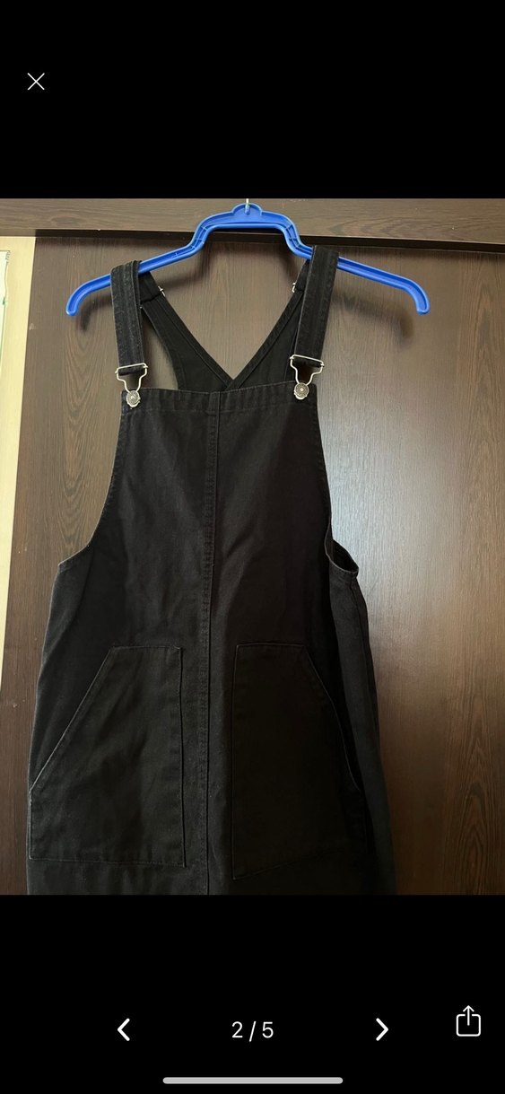 Siyah Askılı Midi Kot Tulum - Görsel 2