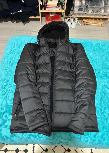 Fermuarlı Siyah Erkek Kapüşonlu Mont - Görsel 2