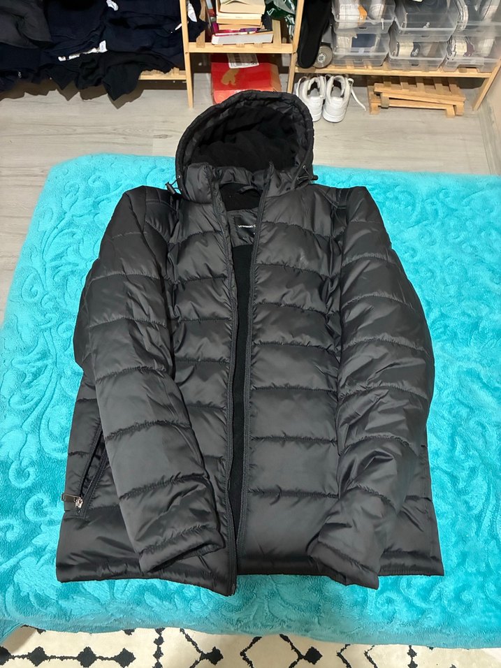 Fermuarlı Siyah Erkek Kapüşonlu Mont - Görsel 2