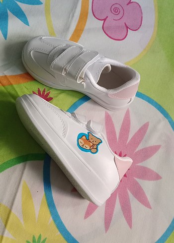 Kız Çocuk Beyaz Cırt Cırtlı Spor Ayakkabı - Görsel 2