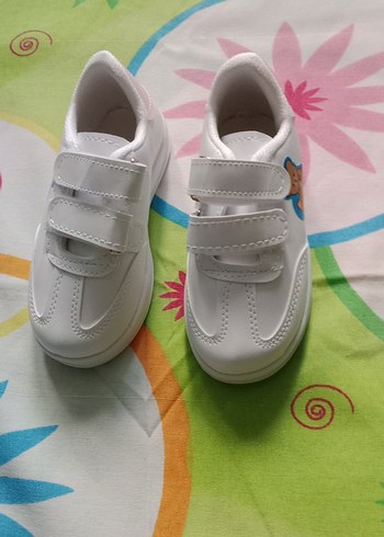 Kız Çocuk Beyaz Cırt Cırtlı Spor Ayakkabı - Görsel 5