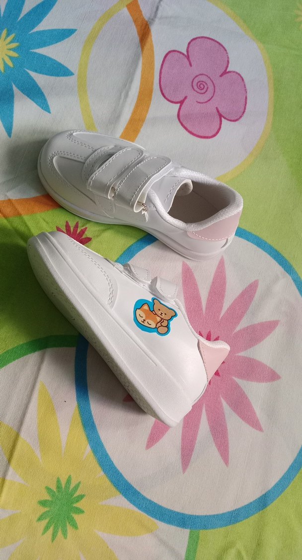 Kız Çocuk Beyaz Cırt Cırtlı Spor Ayakkabı - Görsel 2