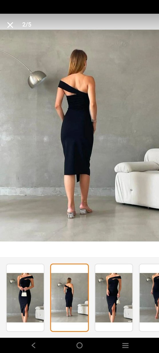 Siyah Straplez Uzun Kalem Elbise - Görsel 3