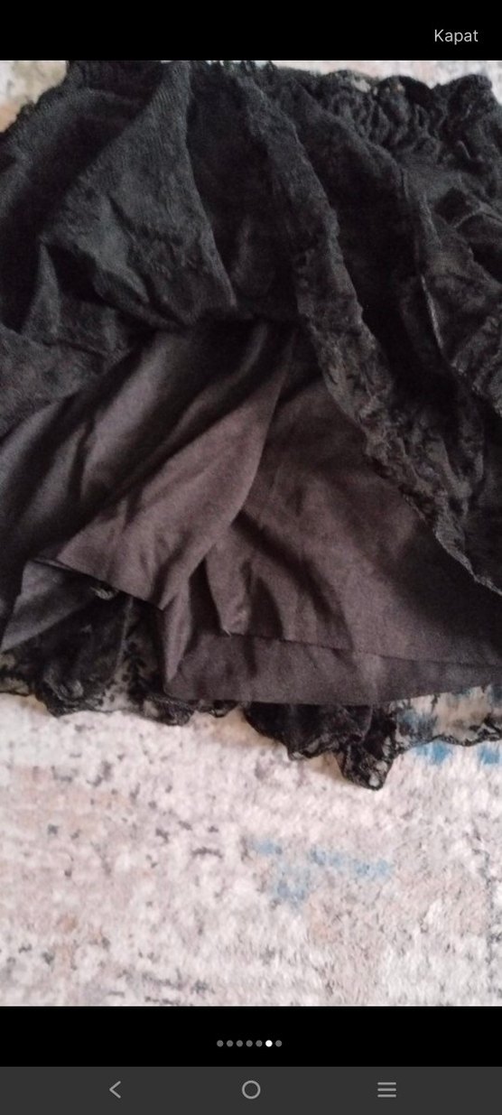 Romantik Siyah Dantel Mini Şort Etek — görsel 6/7
