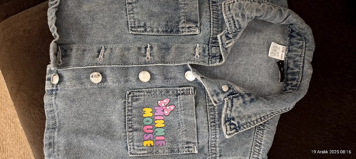 Renkli Minnie Mouse Çocuk denim ceket - Görsel 2