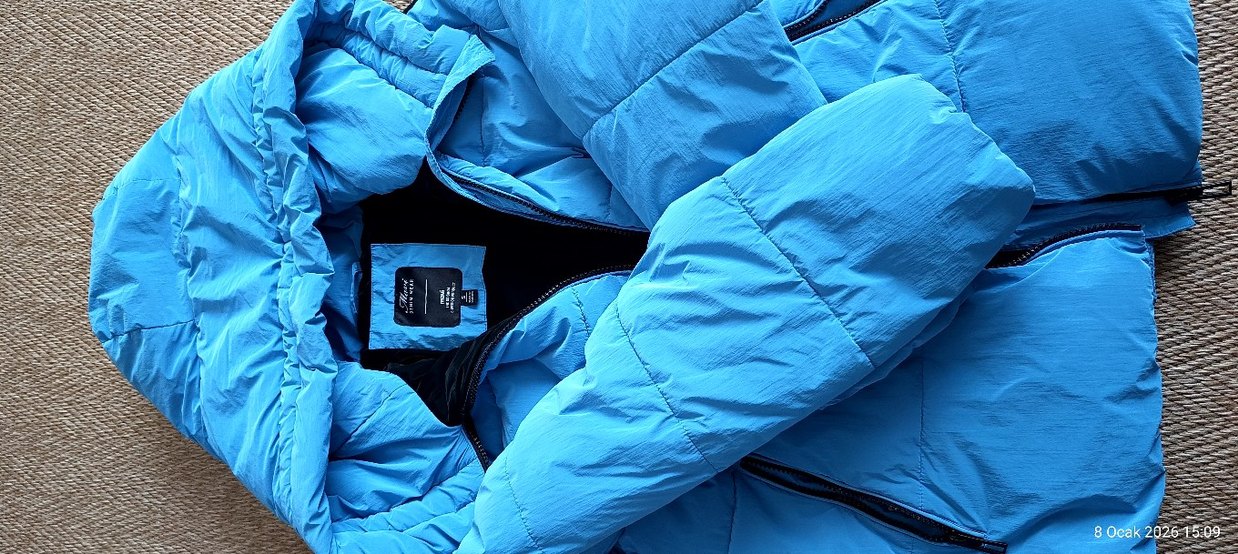 Kadın Mavi Fermuarlı Kışlık Mont - Görsel 2