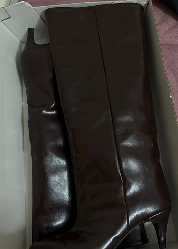 Kadın Kahverengi Deri Topuklu Çizme - Görsel 2