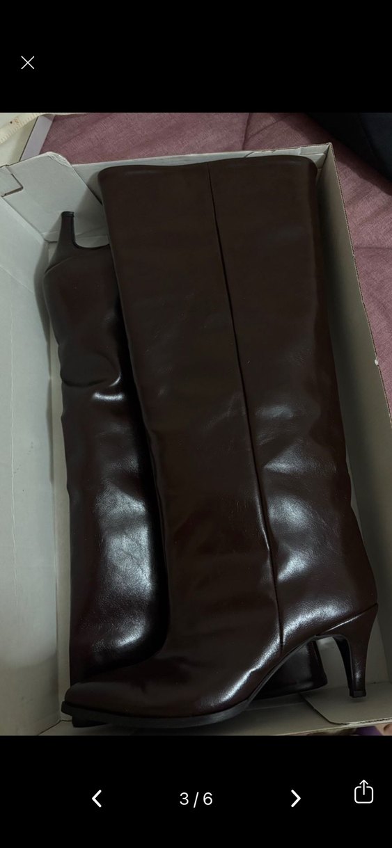 Kadın Kahverengi Deri Topuklu Çizme - Görsel 2