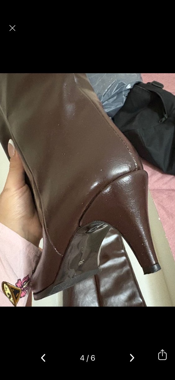 Kadın Kahverengi Deri Topuklu Çizme - Görsel 3