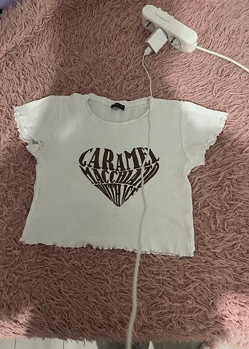 Beyaz Baskılı Kısa Kollu Kadın Tişört - Görsel 2