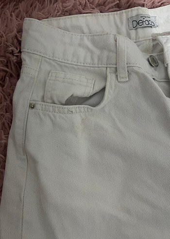 Beyaz Rahat Kesim Kadın Midi Kot Pantolon - Görsel 4