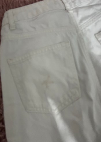 Beyaz Rahat Kesim Kadın Midi Kot Pantolon - Görsel 3