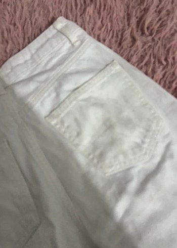 Beyaz Rahat Kesim Kadın Midi Kot Pantolon - Görsel 2