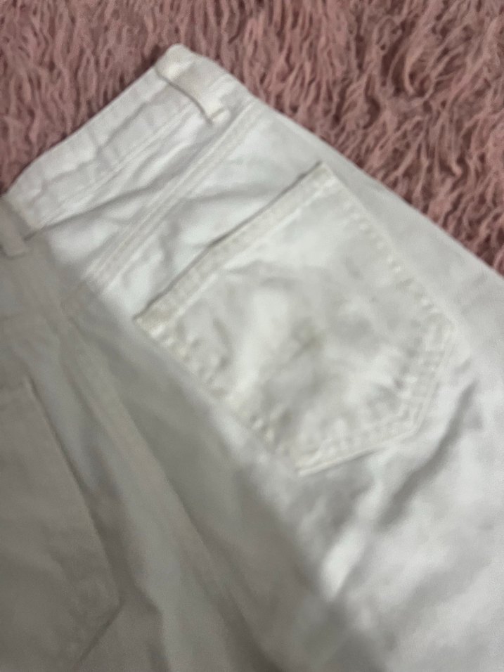 Beyaz Rahat Kesim Kadın Midi Kot Pantolon - Görsel 2