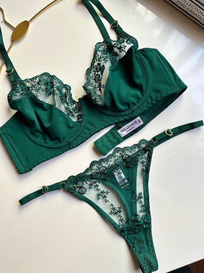 Yeşil Nakışlı Bohem Sütyen 80 Beden - Görsel 2