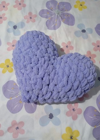 Lila Örgü Çocuk Kalp Yastık - Görsel 2