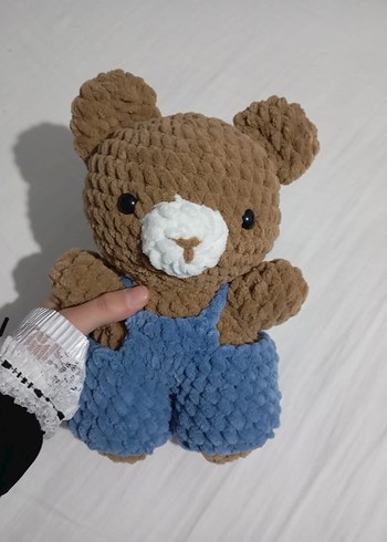 Mavi Tulumlu Kahverengi Peluş Ayıcık - Görsel 5