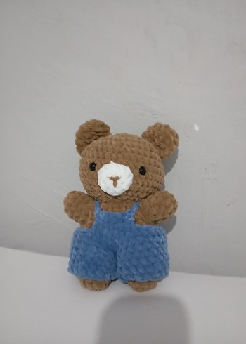 Mavi Tulumlu Kahverengi Peluş Ayıcık - Görsel 4