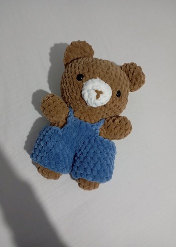 Mavi Tulumlu Kahverengi Peluş Ayıcık - Görsel 2