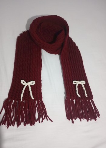 Bordo Örgü Kadın Şal - Görsel 7