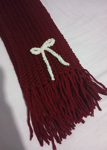 Bordo Örgü Kadın Şal - Görsel 6