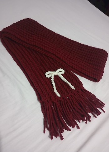 Bordo Örgü Kadın Şal - Görsel 5