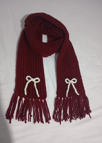 Bordo Örgü Kadın Şal - Görsel 3