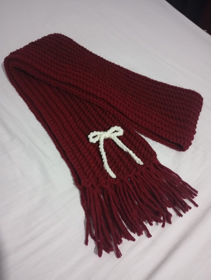 Bordo Örgü Kadın Şal - Görsel 5