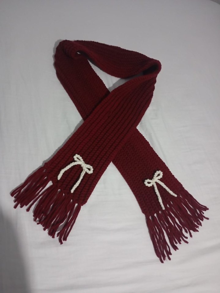 Bordo Örgü Kadın Şal - Görsel 4