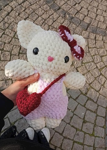 Pembe ve Krem Renkli Peluş Oyuncak Ayıcık - Görsel 6