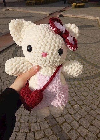 Pembe ve Krem Renkli Peluş Oyuncak Ayıcık - Görsel 3