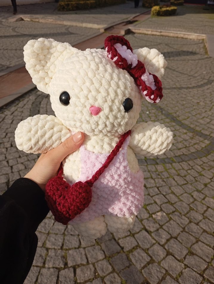 Pembe ve Krem Renkli Peluş Oyuncak Ayıcık - Görsel 3