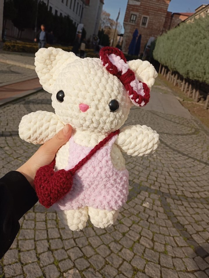 Pembe ve Krem Renkli Peluş Oyuncak Ayıcık - Görsel 2