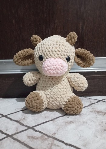 Pastel Bej Peluş Oyuncak İnek - Görsel 4