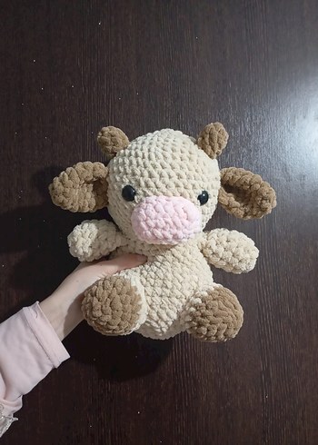 Pastel Bej Peluş Oyuncak İnek - Görsel 3