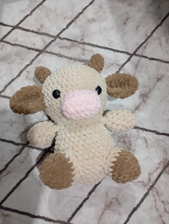 Pastel Bej Peluş Oyuncak İnek - Görsel 2