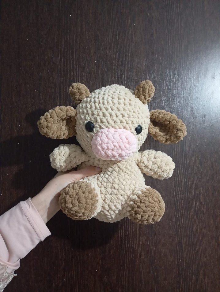 Pastel Bej Peluş Oyuncak İnek - Görsel 3