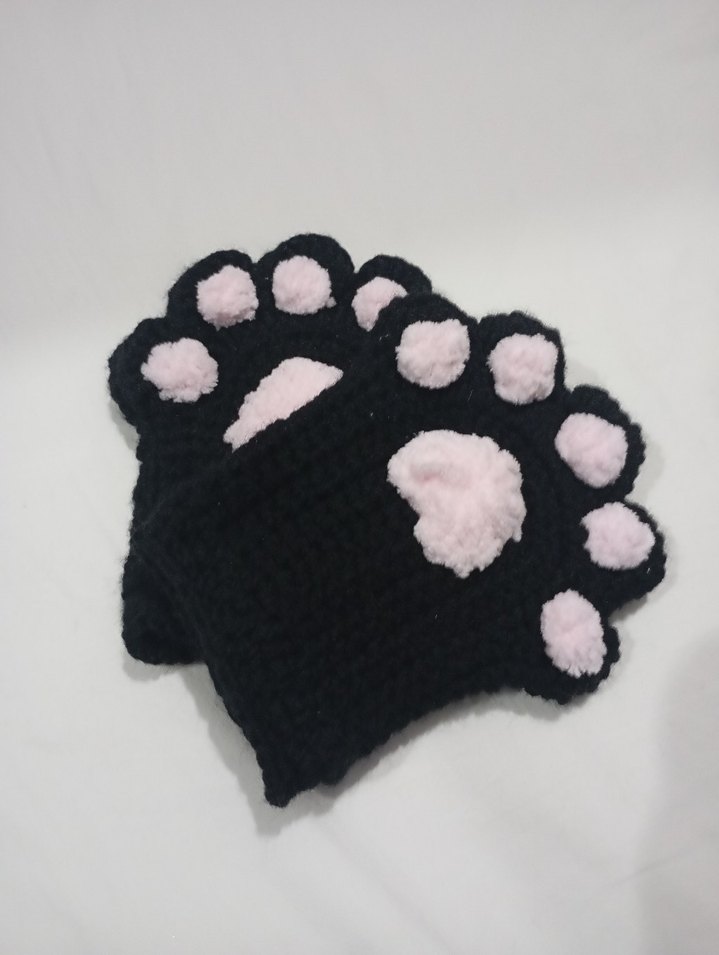 Pembe Pençe Desenli Triko Kadın Eldiven - Görsel 4