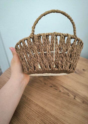 İki Renkli Hasır Sepet - Görsel 3