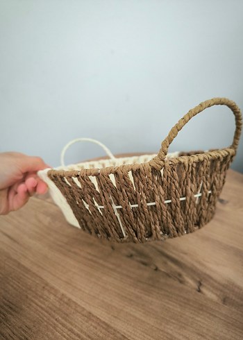 İki Renkli Hasır Sepet - Görsel 2