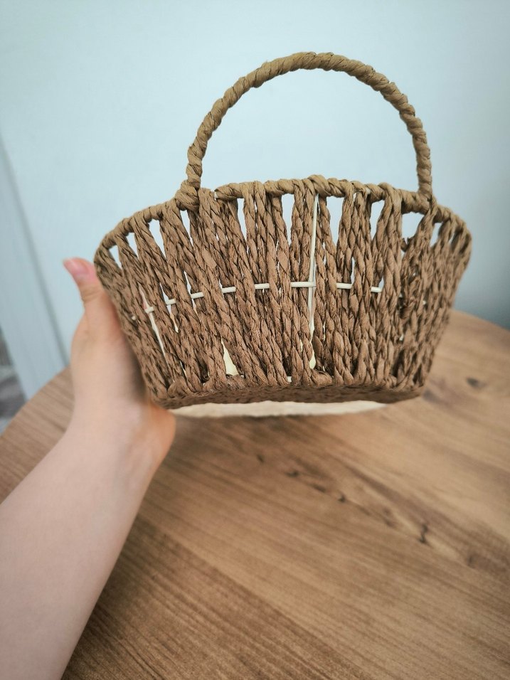 İki Renkli Hasır Sepet - Görsel 3