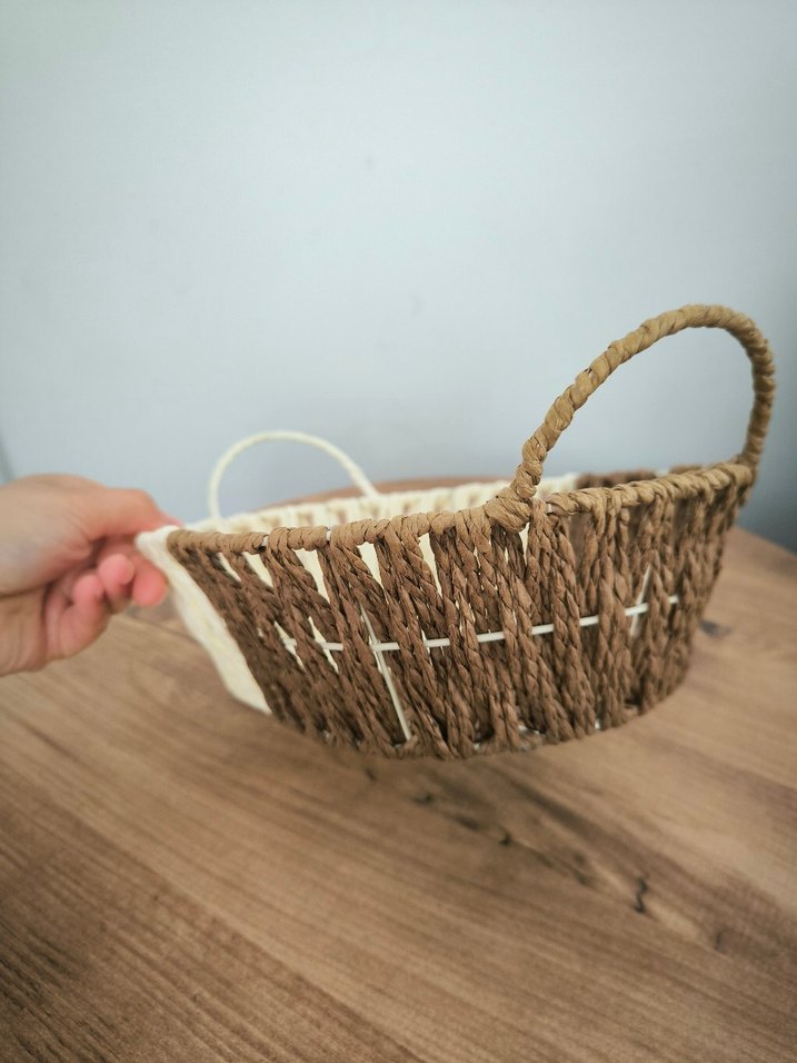 İki Renkli Hasır Sepet - Görsel 2