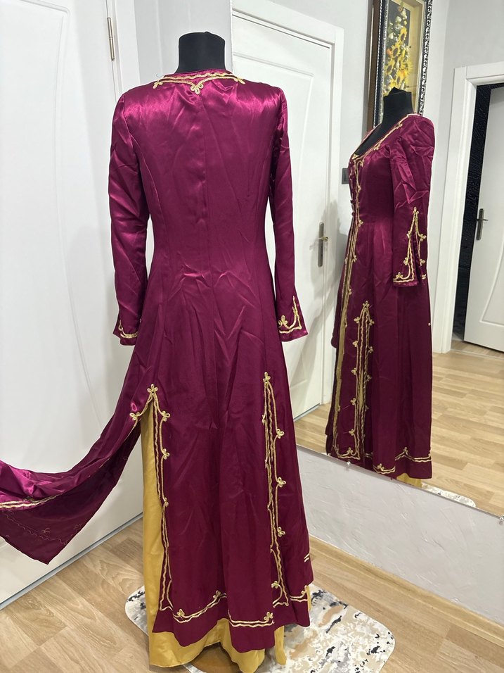 Bordo Nakışlı Uzun Kollu Kadın Bindallı - Görsel 3